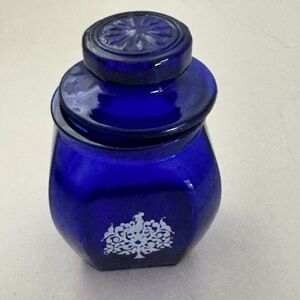 Vintage Small Cobalt Blue Apothecary‎ Jar With Lid